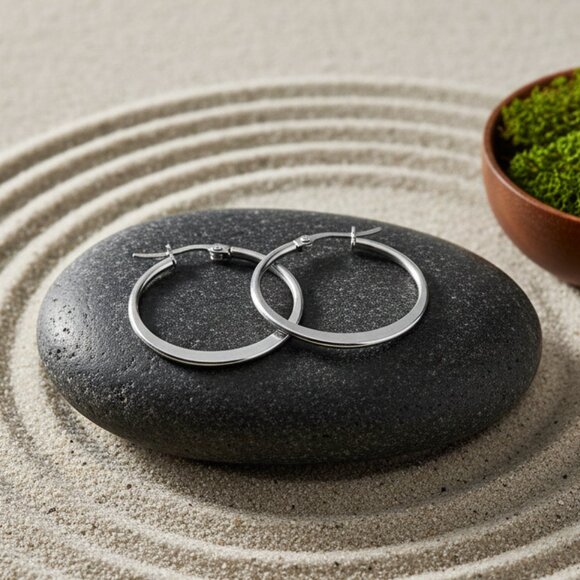 Minimalist 316L Stainless Steel Hoop Earrings | Trendy & Hypoallergenic Hoops - Picture 12 of 12